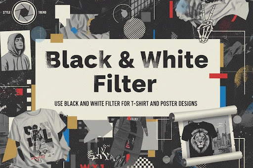 Black and white filter clothing printing production